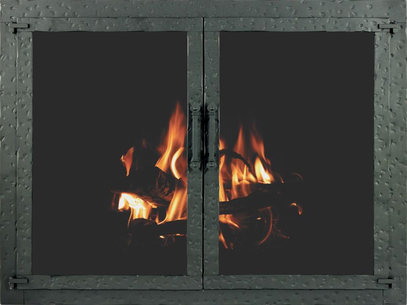 Stoll Aged Iron glass fireplace doors