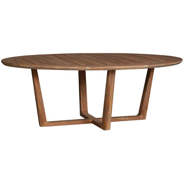 Lloyd Flanders - Teak 84" Oval Sled Base Dining Table