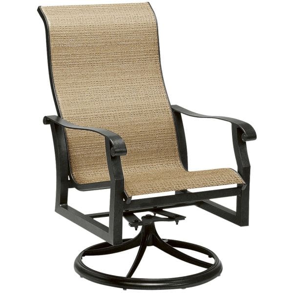 Woodard - Cortland Sling High Back Swivel Rocking Dining Armchair